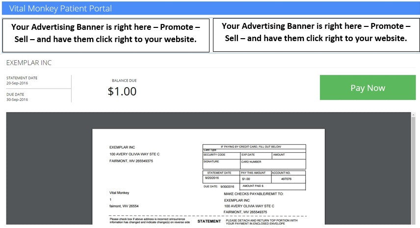 Banner Ad for patient e-Statements (monthly)